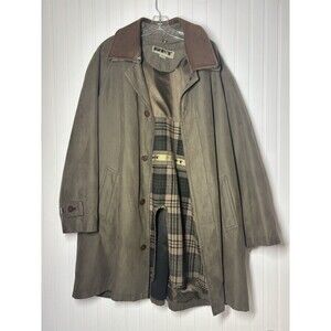 RFT Tan Barn Coat Size 38R Leather Collar Removable Flannel Lining Light Brown